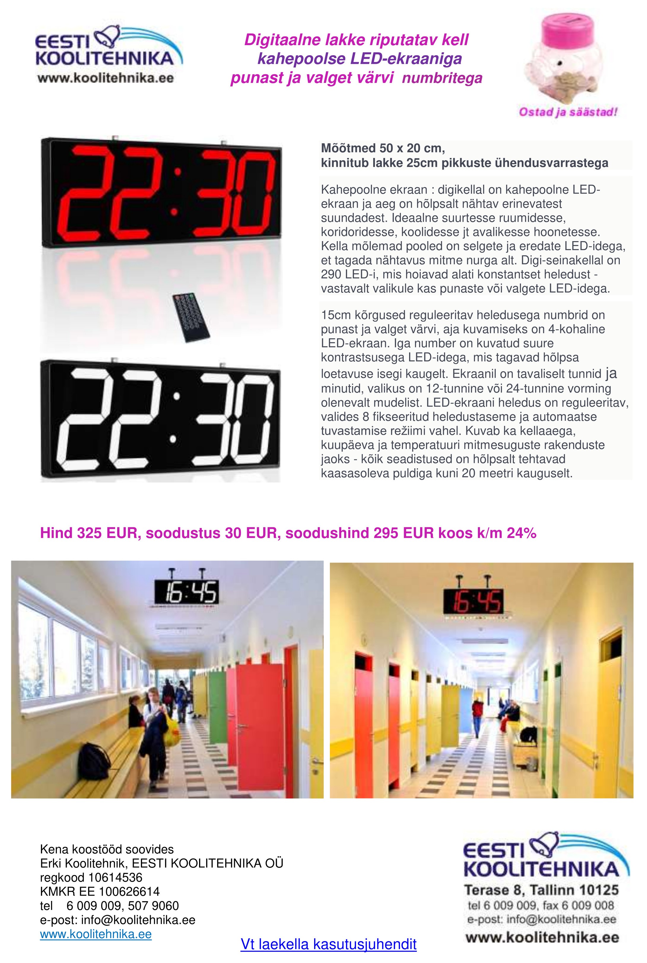 Digitaalne lakke riputatav kell kahepoolse LED-ekraaniga