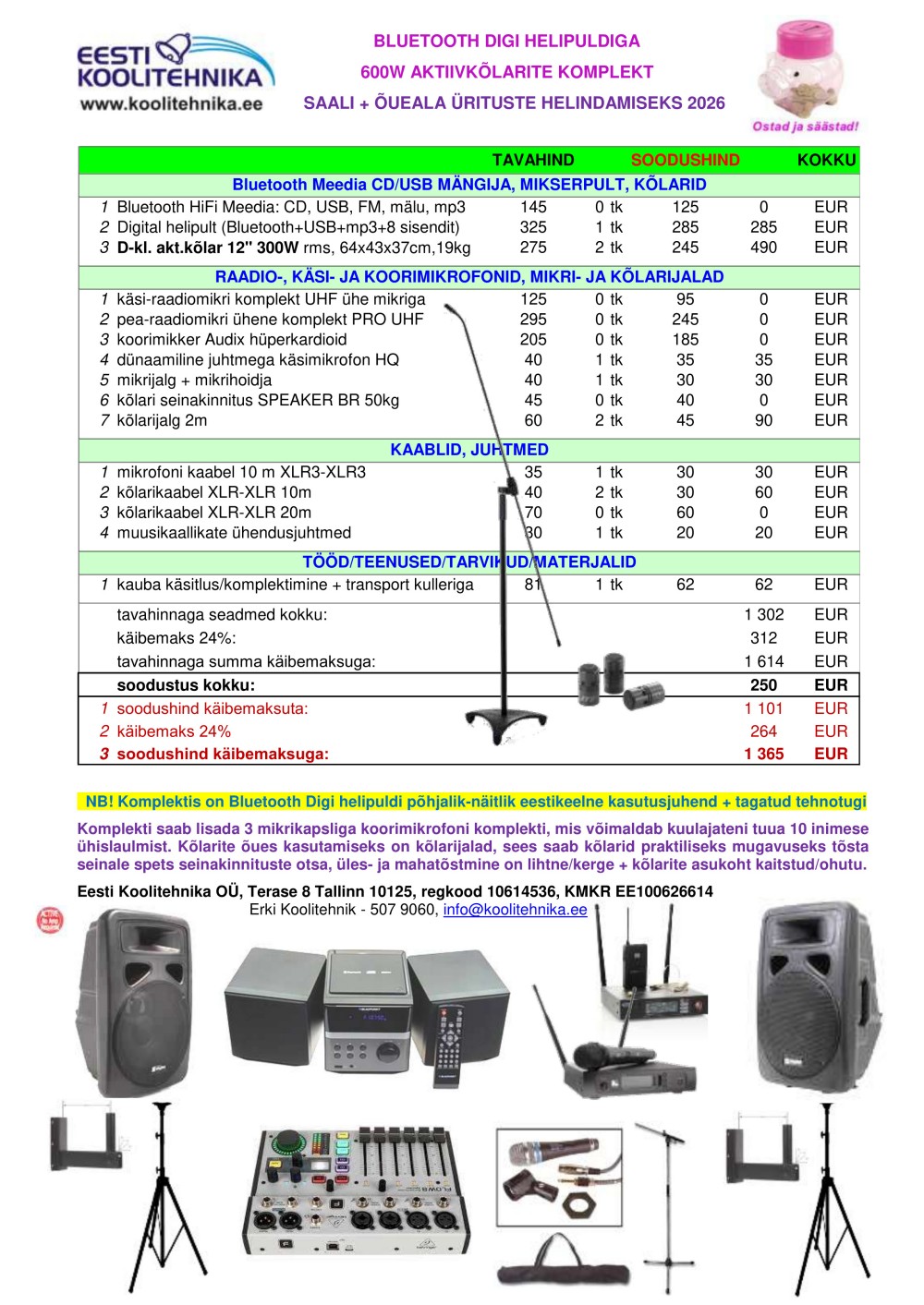 600W aktiivkõlarite komplekt