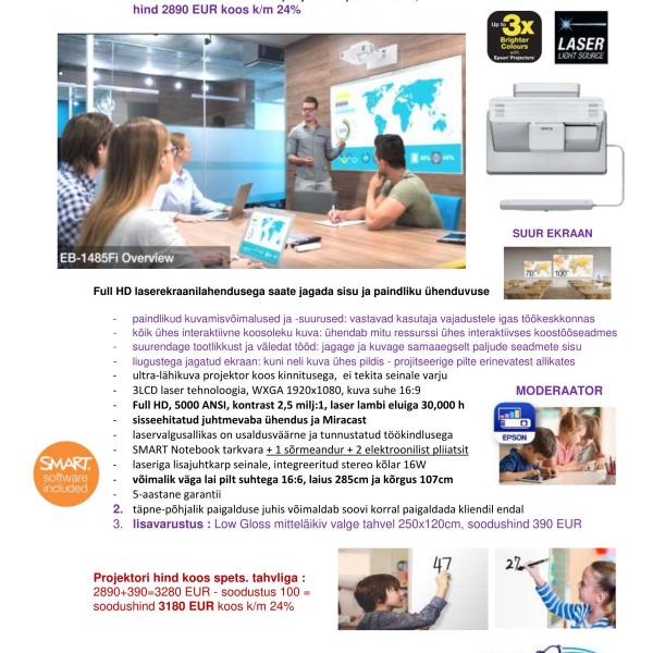 Epson 1485Fi Full HD pildiga laserlambiga interaktiivne projektor
